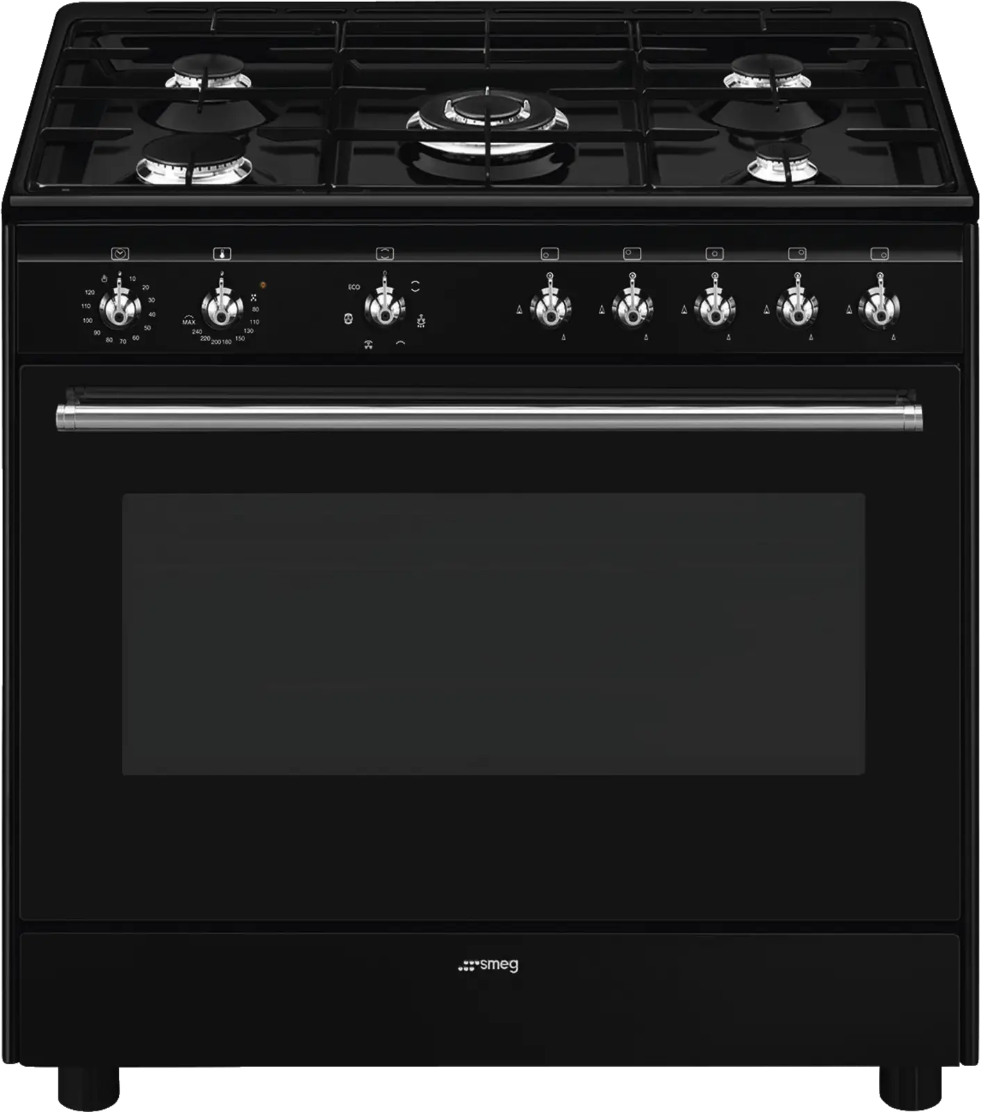 SMEG CX91GMBLNLK Classici Esthetisch Fornuis met Gas Kookplaat - 90 x 60 cm - Zwart