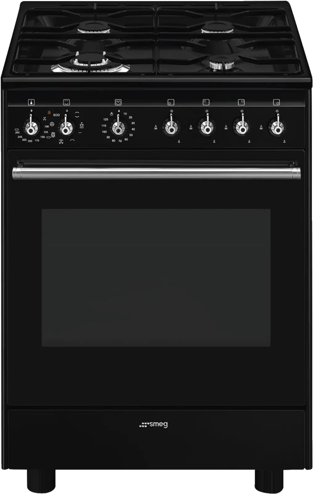 SMEG CX61GMBLNLK Classici Esthetisch Fornuis met Gas Kookplaat - 60 x 60 cm - Zwart