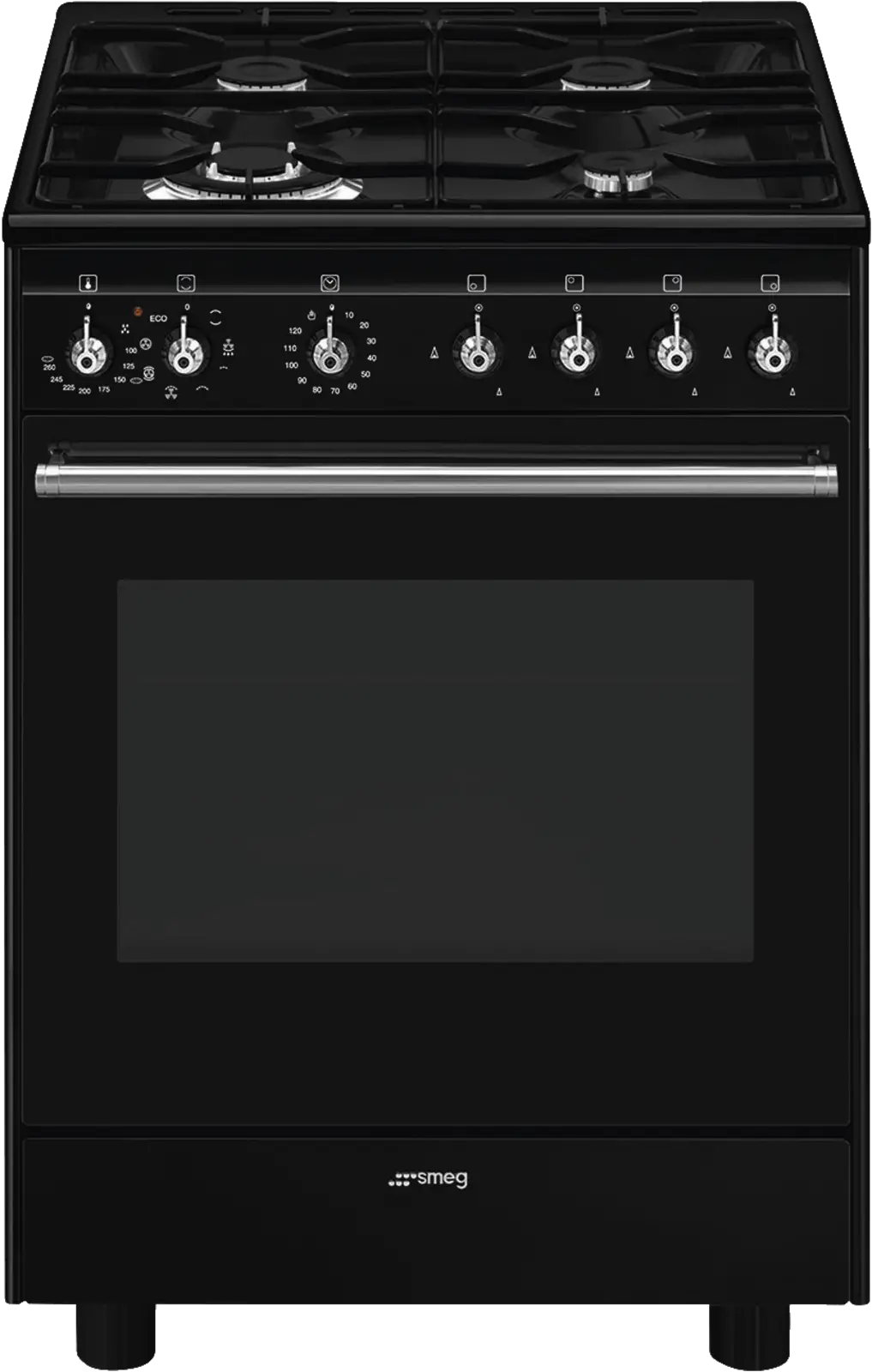 SMEG CX61GMBLNLK Classici Esthetisch Fornuis met Gas Kookplaat - 60 x 60 cm - Zwart