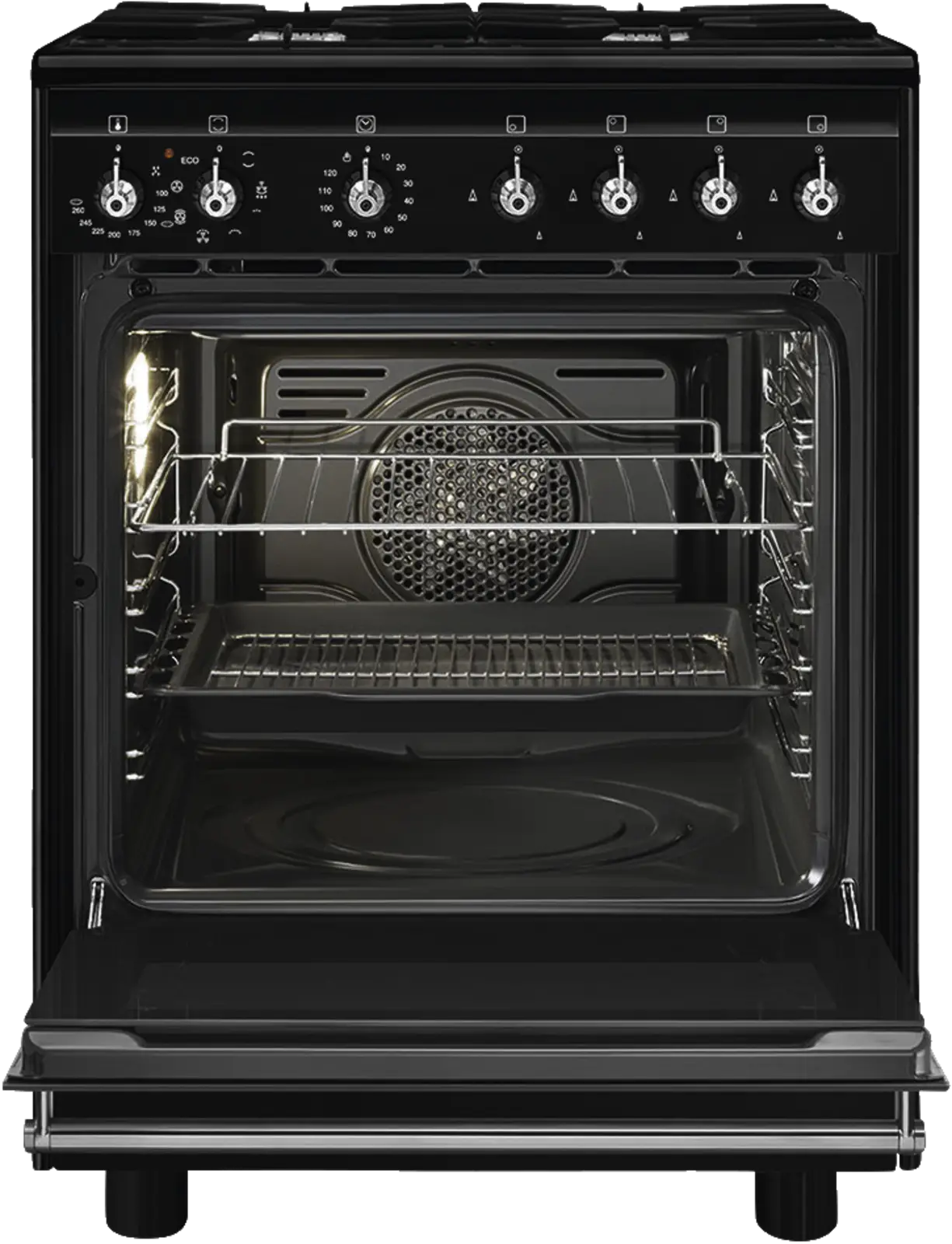 SMEG CX61GMBLNLK Classici Esthetisch Fornuis met Gas Kookplaat - 60 x 60 cm - Zwart