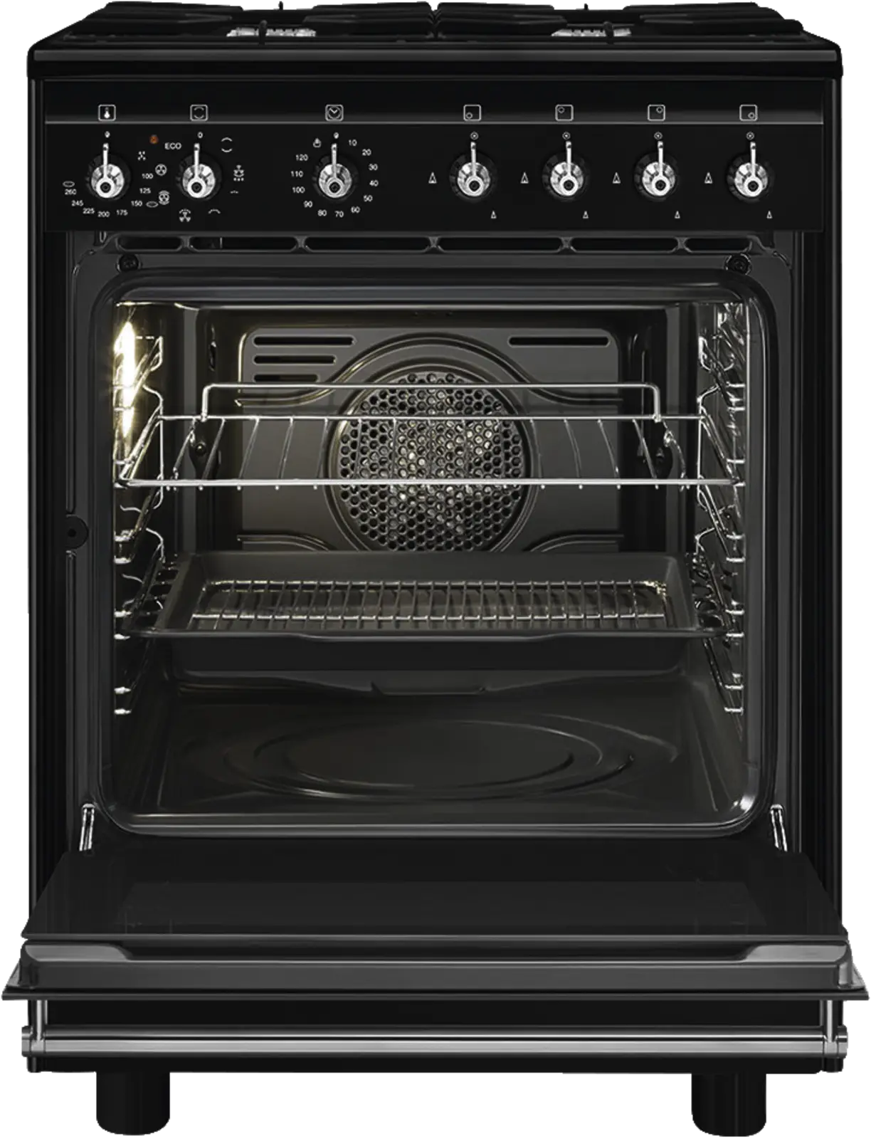 SMEG CX61GMBLNLK Classici Esthetisch Fornuis met Gas Kookplaat - 60 x 60 cm - Zwart