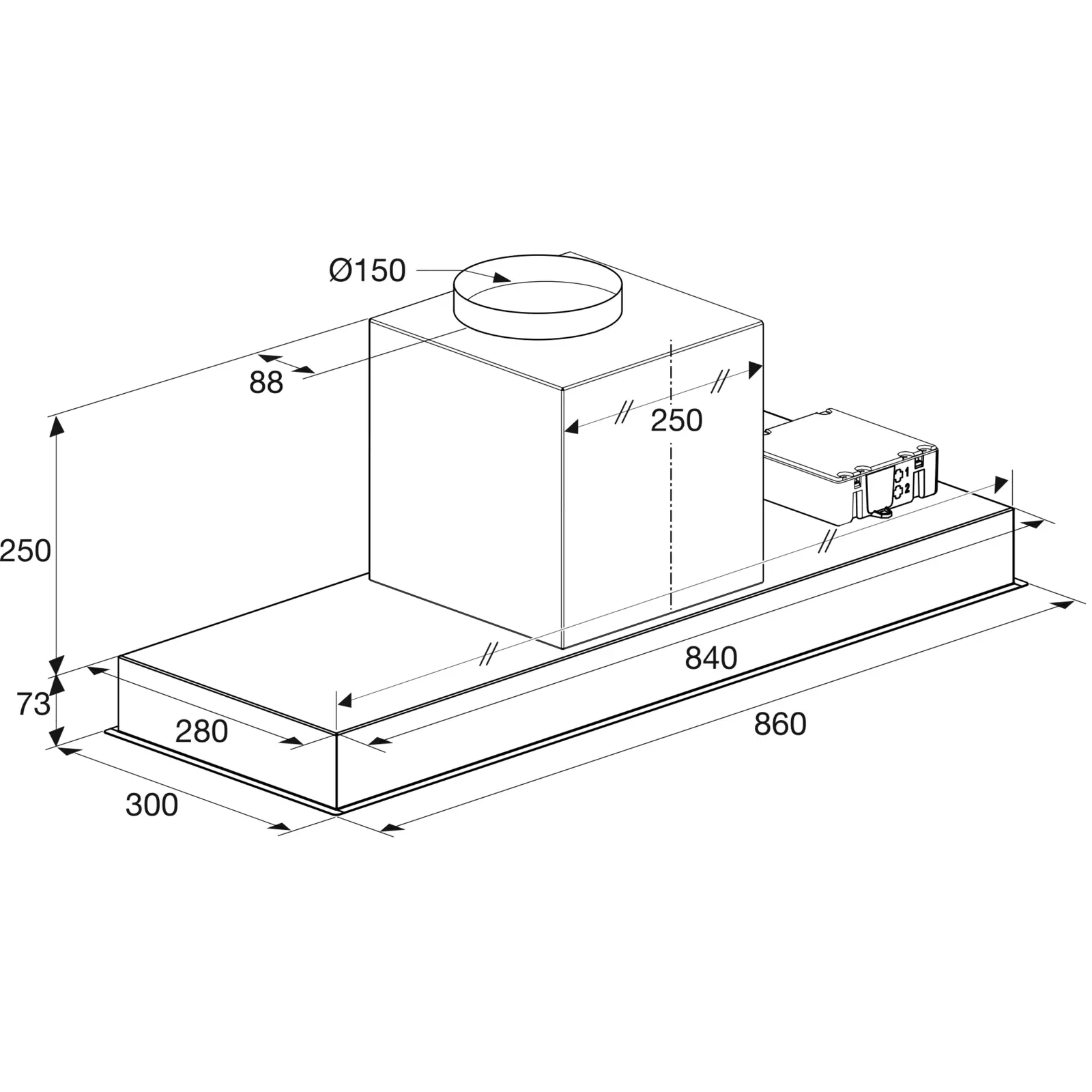 ATAG WU9054MG Inbouw Afzuigunit - Afzuigkap - 90 cm