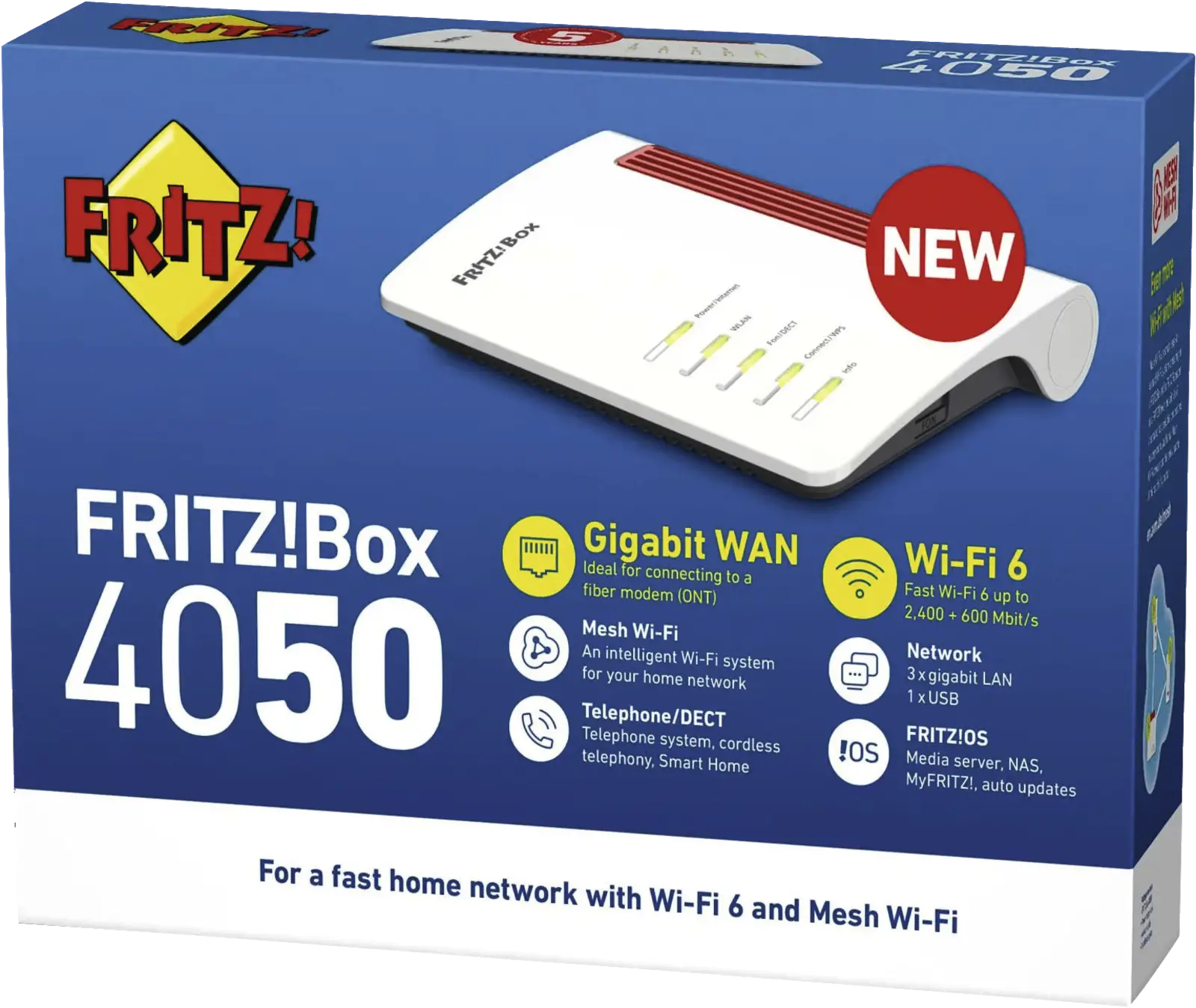 FRITZ!Box 4050 International WiFi 6 Router met Mesh, DECT & Smart Home