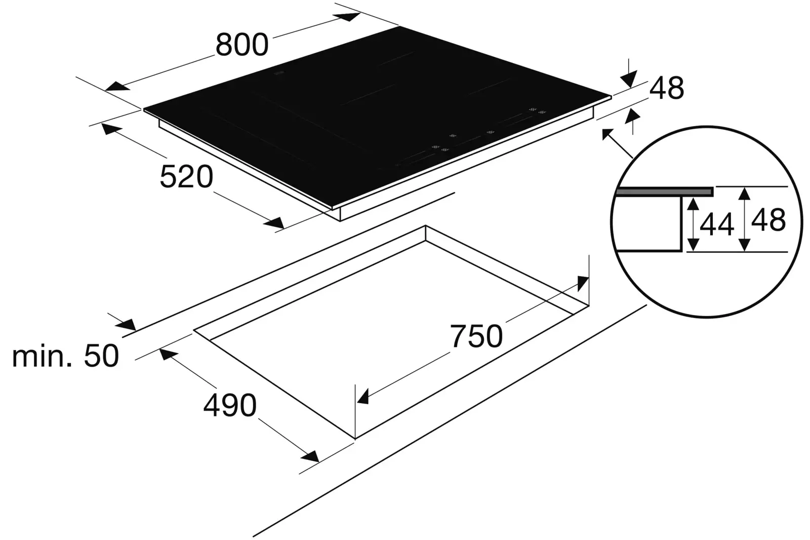 ETNA KIF5580ZT Inbouw Inductiekookplaat