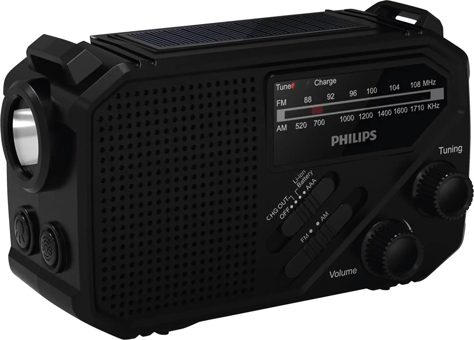 Philips TAR1609 Survival Draagbare Radio + zaklamp en SOS-alarm