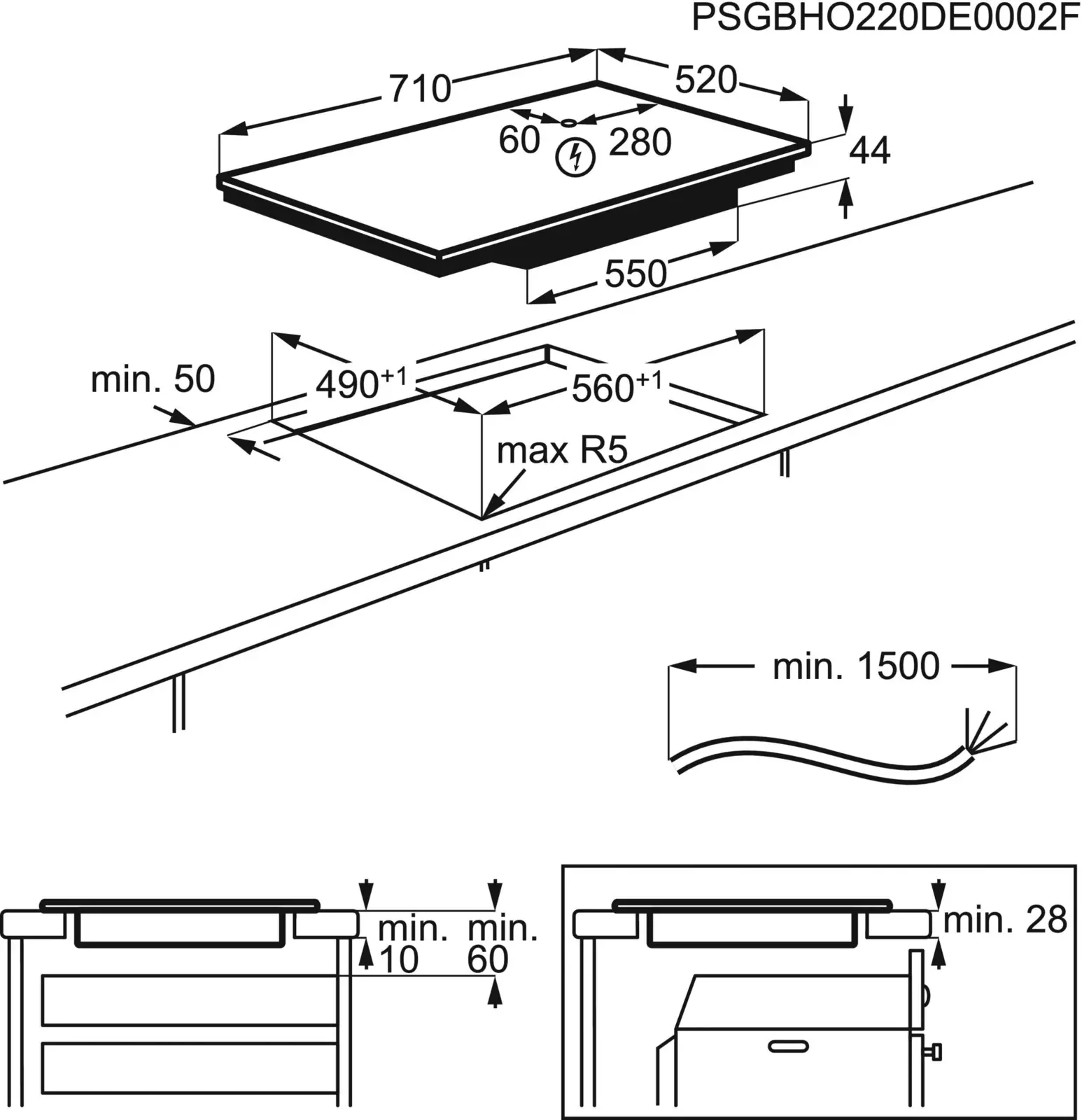 AEG TO74IB00CZ SaphirMatt 6000 Serie Inbouw Inductiekookplaat - 70 cm