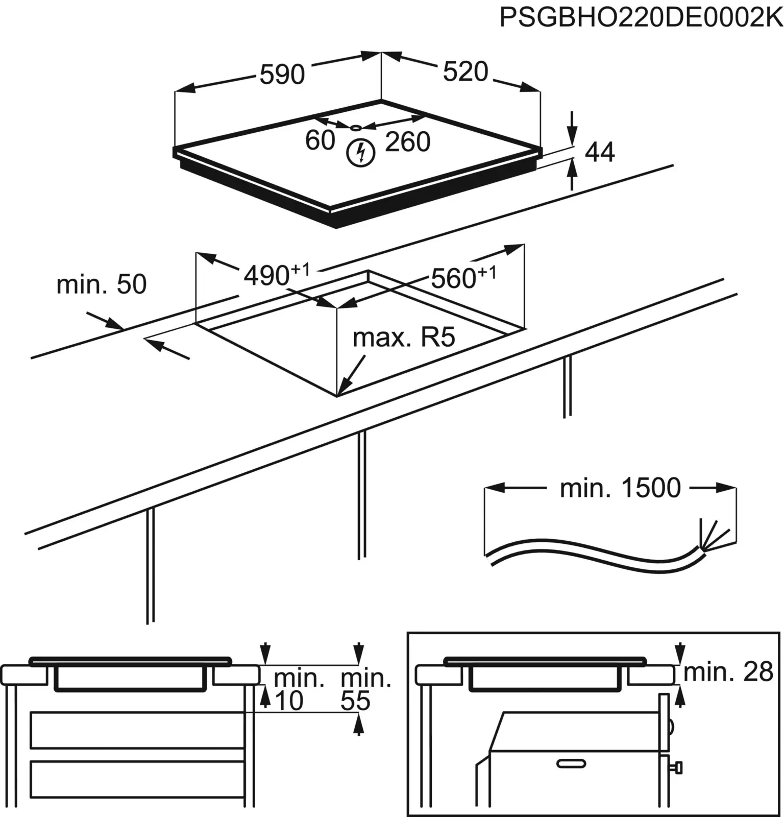 AEG TN64IA0BFB 5000 Inbouw Inductiekookplaat - 60 cm