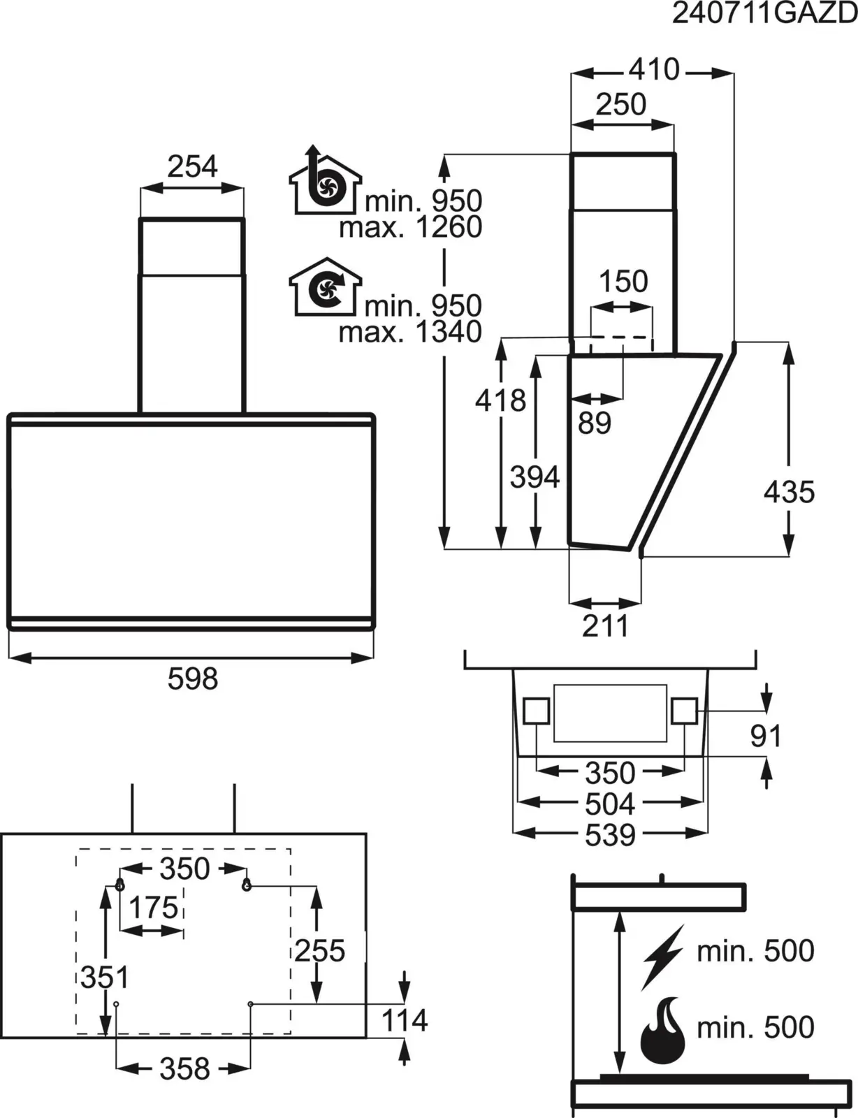 AEG GV77D61SB 7000 SilenceTech Schouwafzuigkap - 60 cm