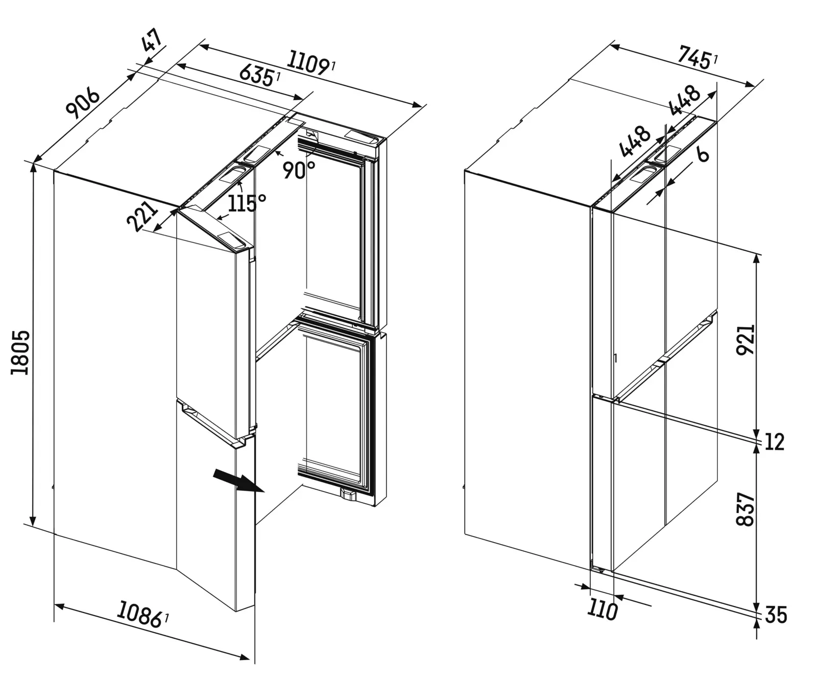 Lieberr MBtsdi 9024 - 20 French Door Koel-vriescombinatie