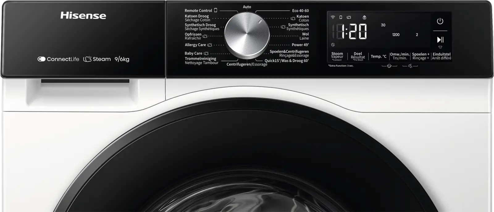 Hisense WD3S9043BW3 Was-droogcombinatie