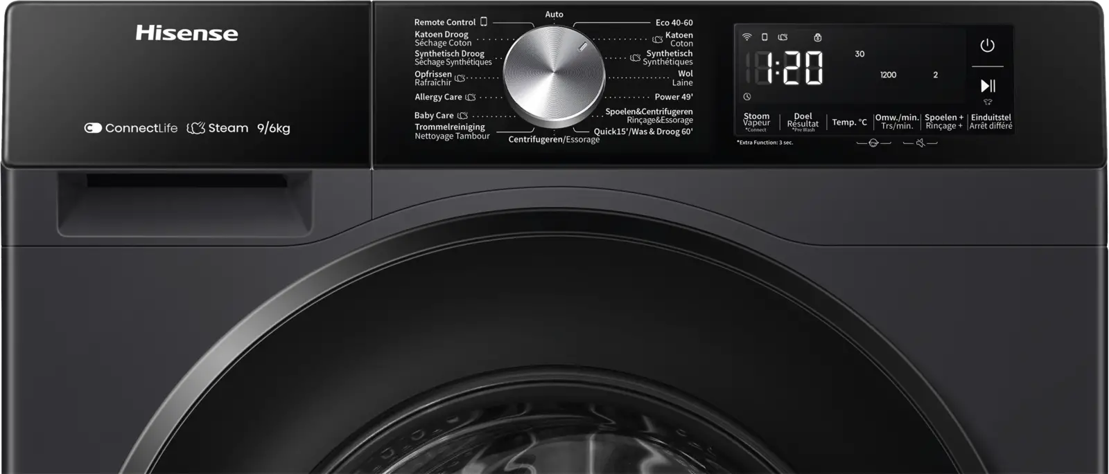 Hisense WD3S9043BB3 Was-droogcombinatie