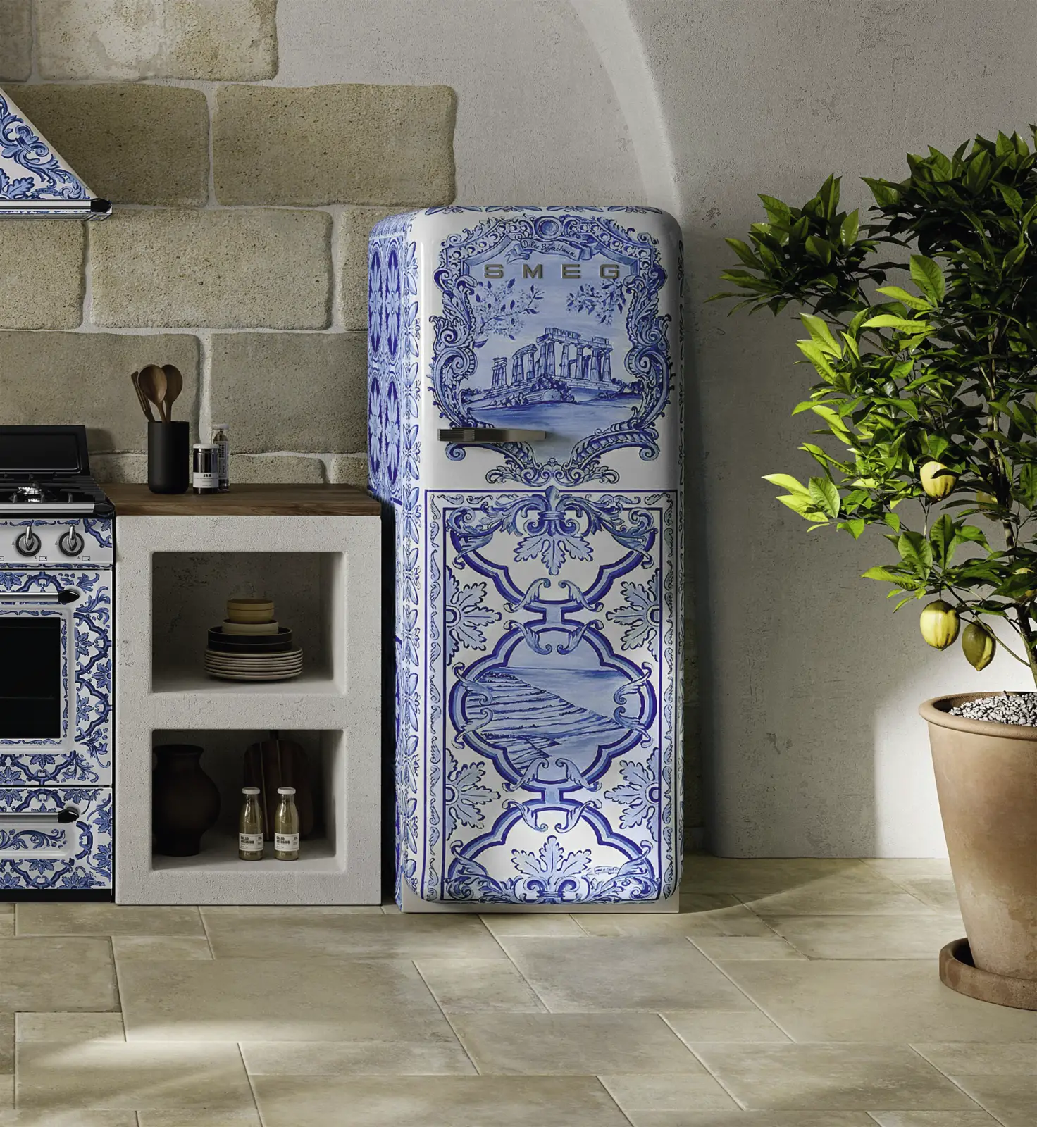 SMEG FAB28RDGME6 Koelkast - BLU MEDITERRANEO