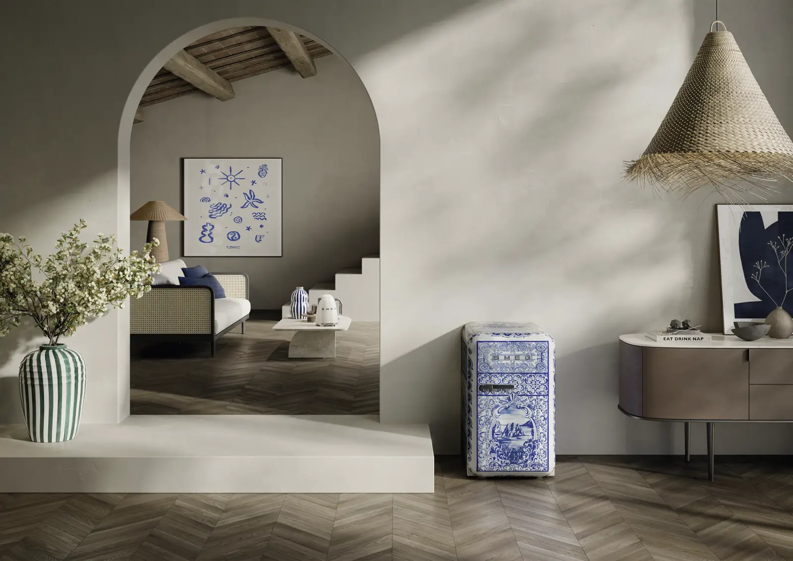 SMEG X DOLCE & GABBANA FAB5RDGME6 50's Style Koelkast - Blauw
