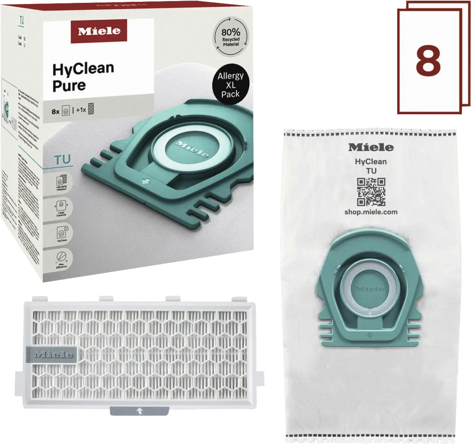 Miele TU Allergy XL HyClean Pure Allergy XL-Pack HyClean Pure Stofzuigerzakken