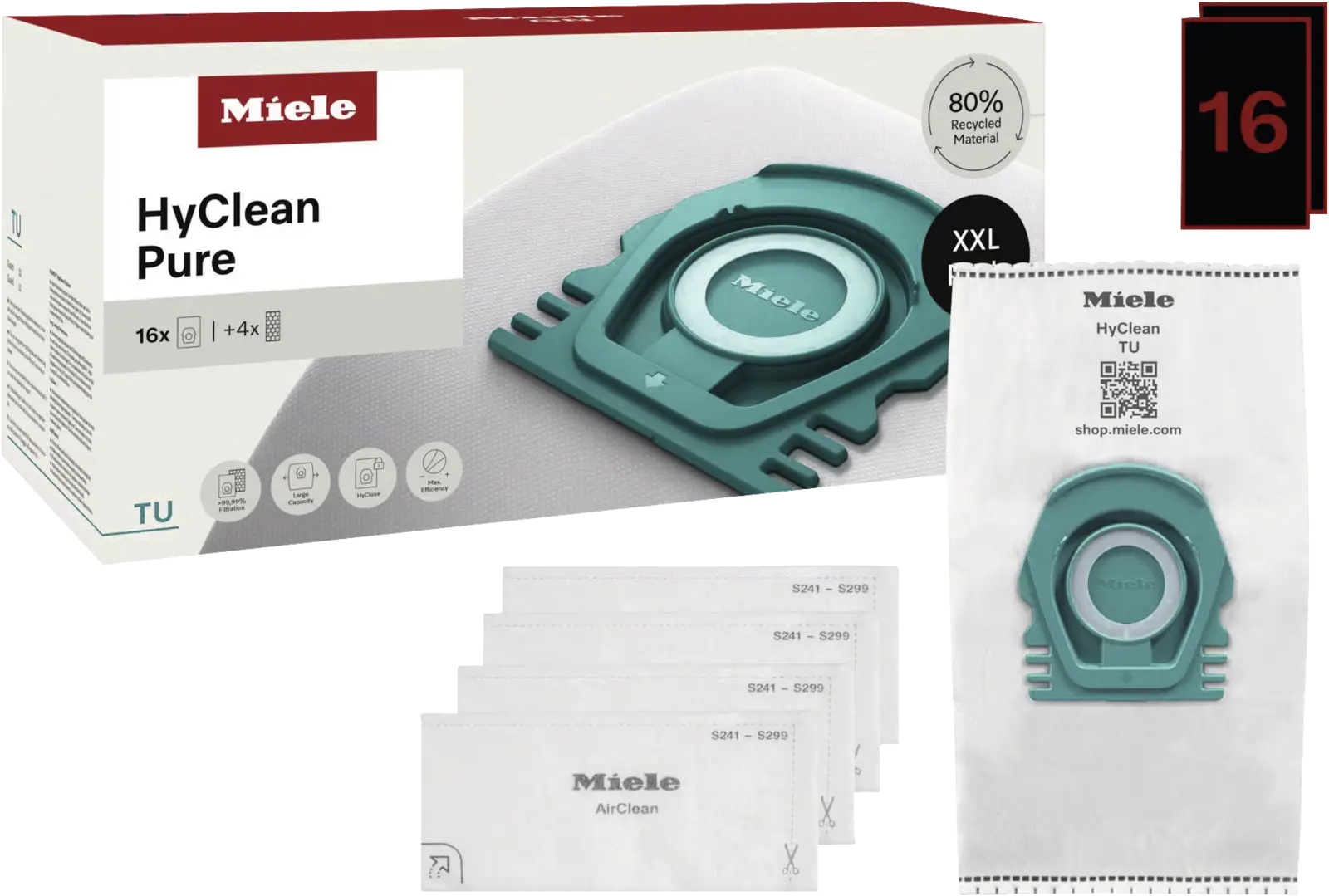 Miele TU XXL HyClean Pure 16 HyClean Pure TU Stofzuigerzakken