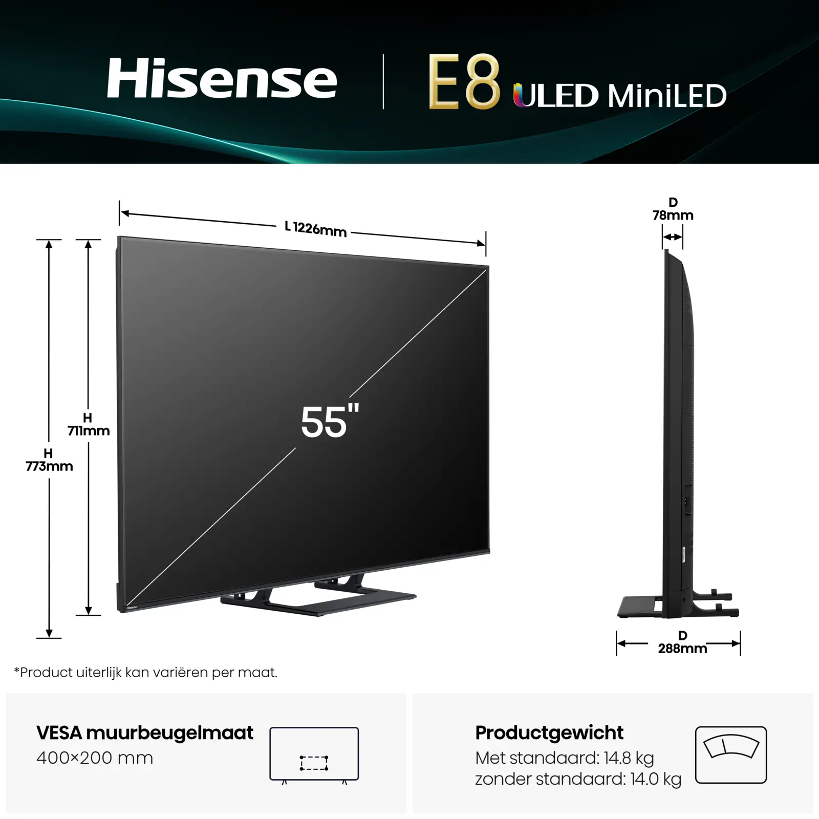 Hisense 55E8Q Mini LED 4K Smart TV