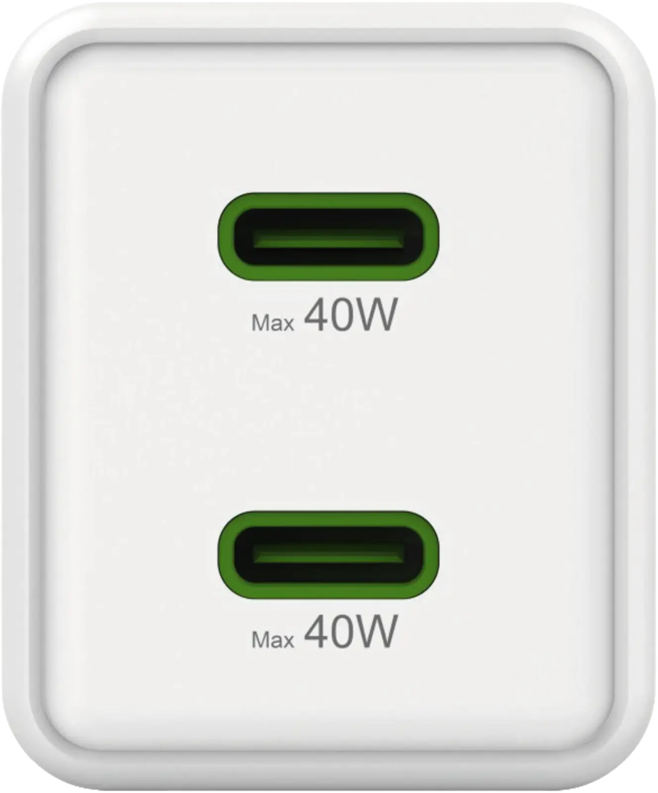 Snellader, GaN, 2x USB-C, super-mini-oplader, PD, 40 W
