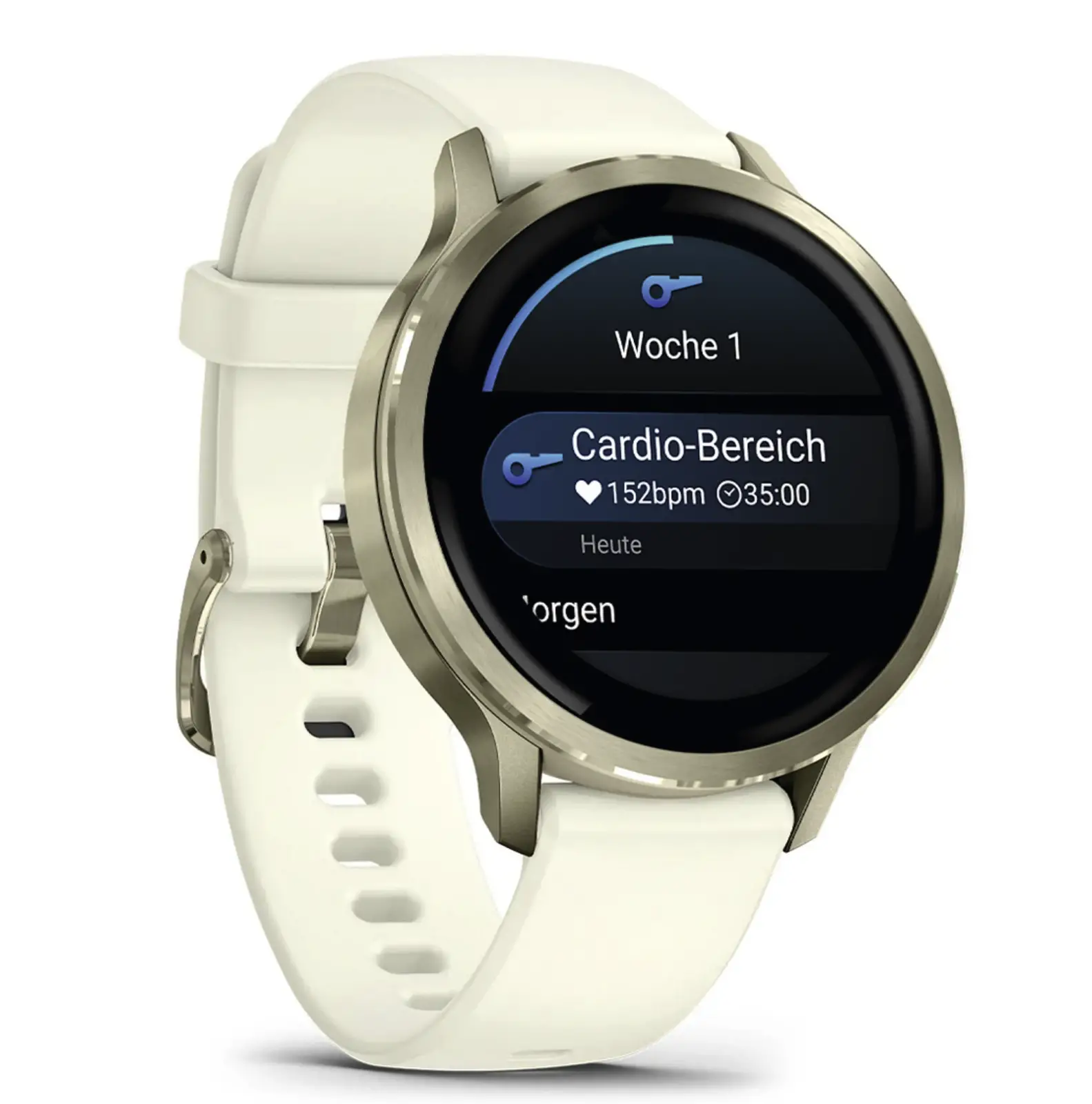 Garmin Venu 4 - 41 mm, Lunar Gold met Bone siliconen bandje