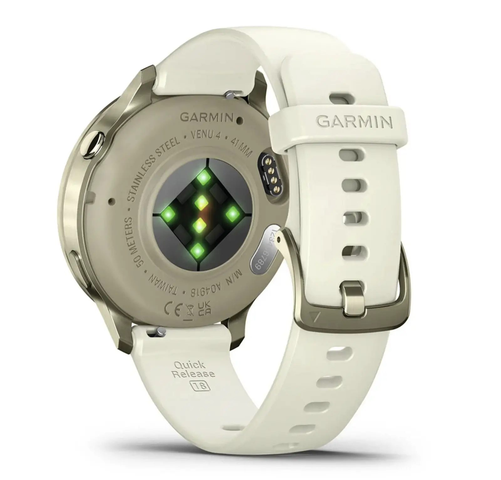 Garmin Venu 4 - 41 mm, Lunar Gold met Bone siliconen bandje