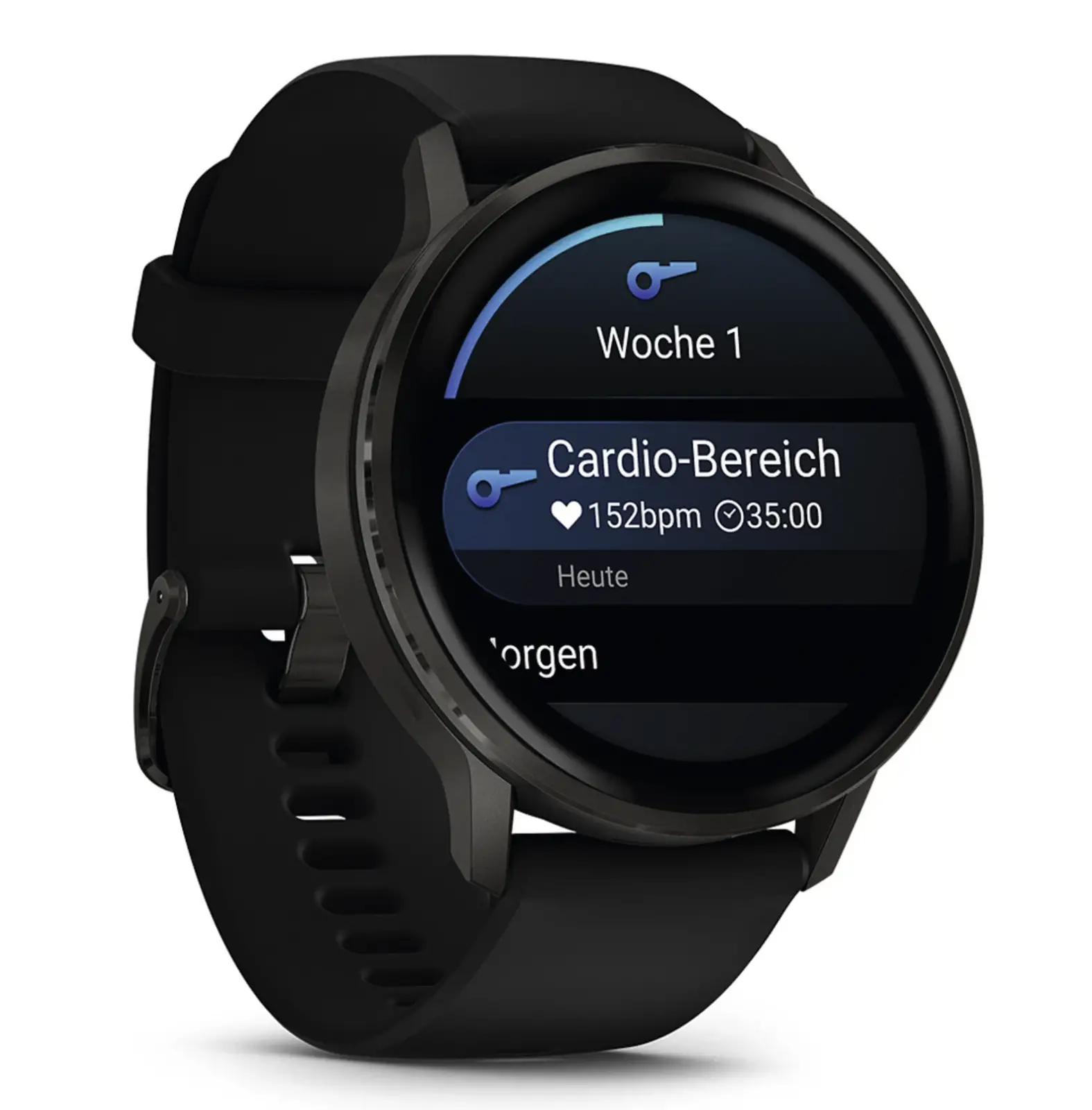 Garmin Venu 4 - 45 mm met zwarte siliconen band