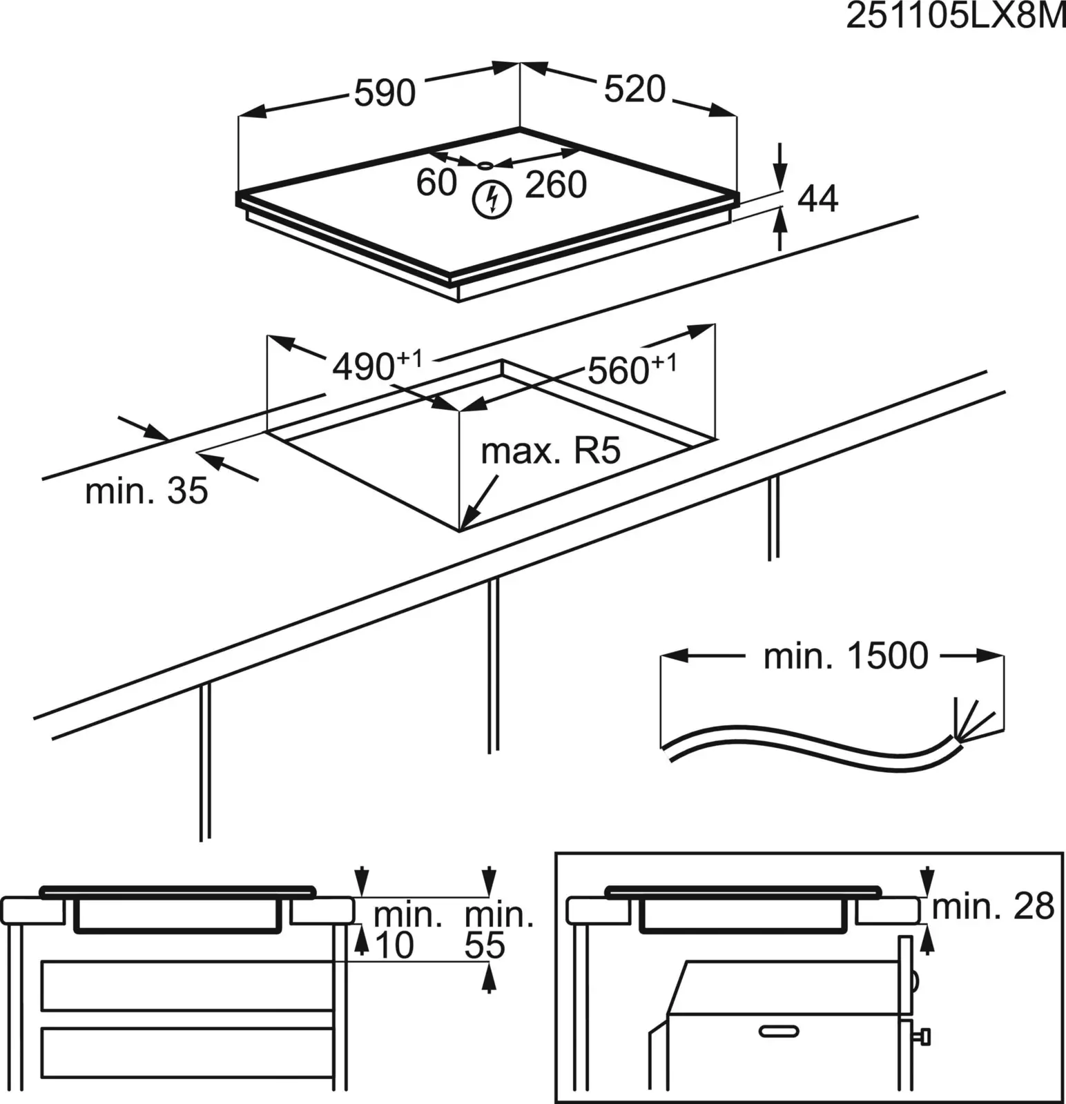 AEG TN64IA04IB 5000 Inbouw Inductiekookplaat - 60 cm