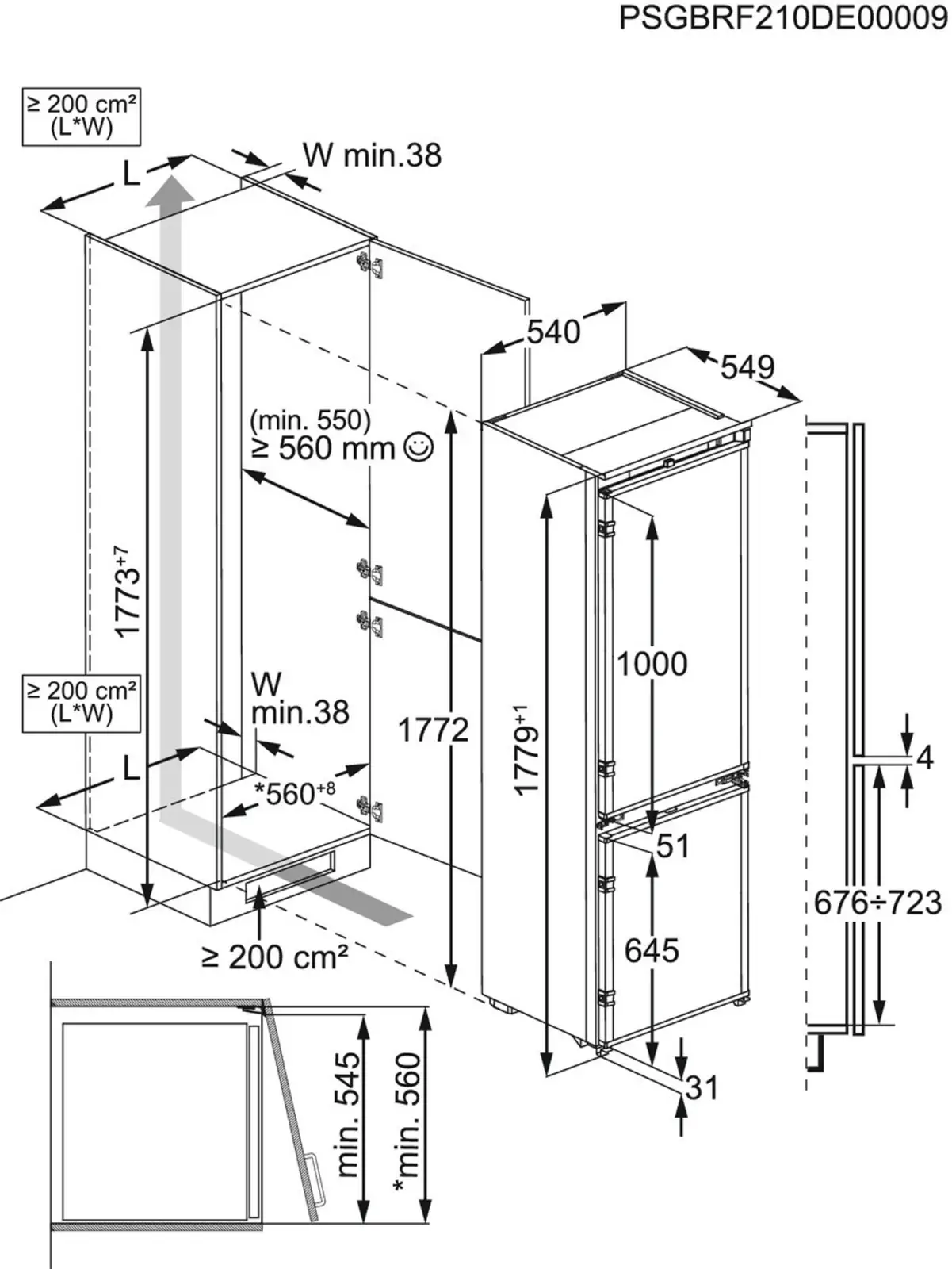 AEG OSC7C181DS 7000 NoFrost CoolAssist Inbouw Koel-vriescombinatie