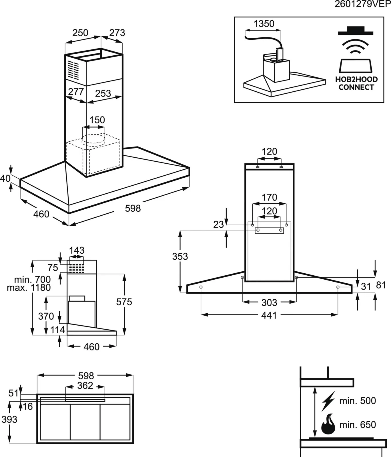 AEG DKB6671HB 6000 Hob2Hood Schouwafzuigkap