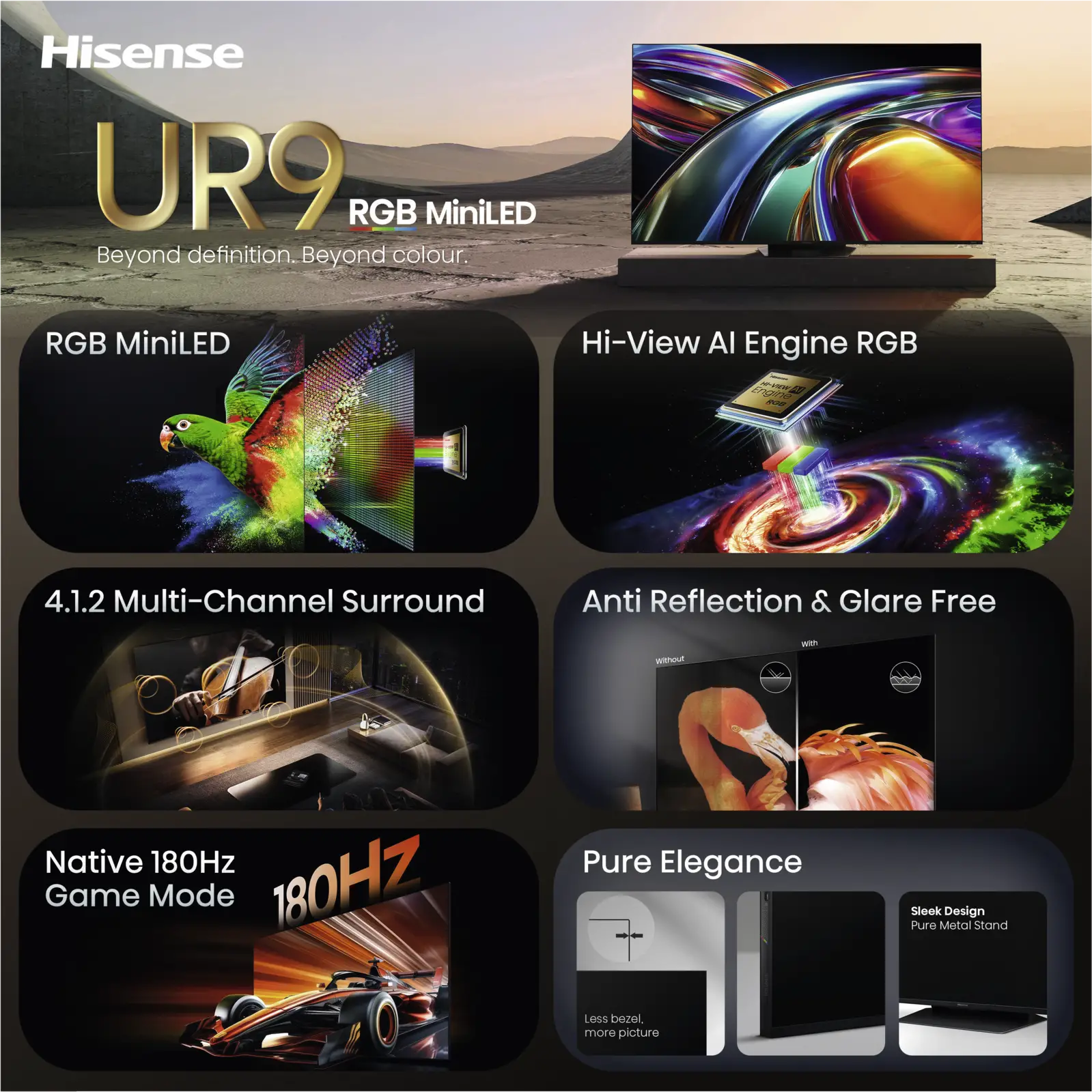 Hisense 85UR9S RGB MiniLED 4K 180Hz Smart TV (2026)