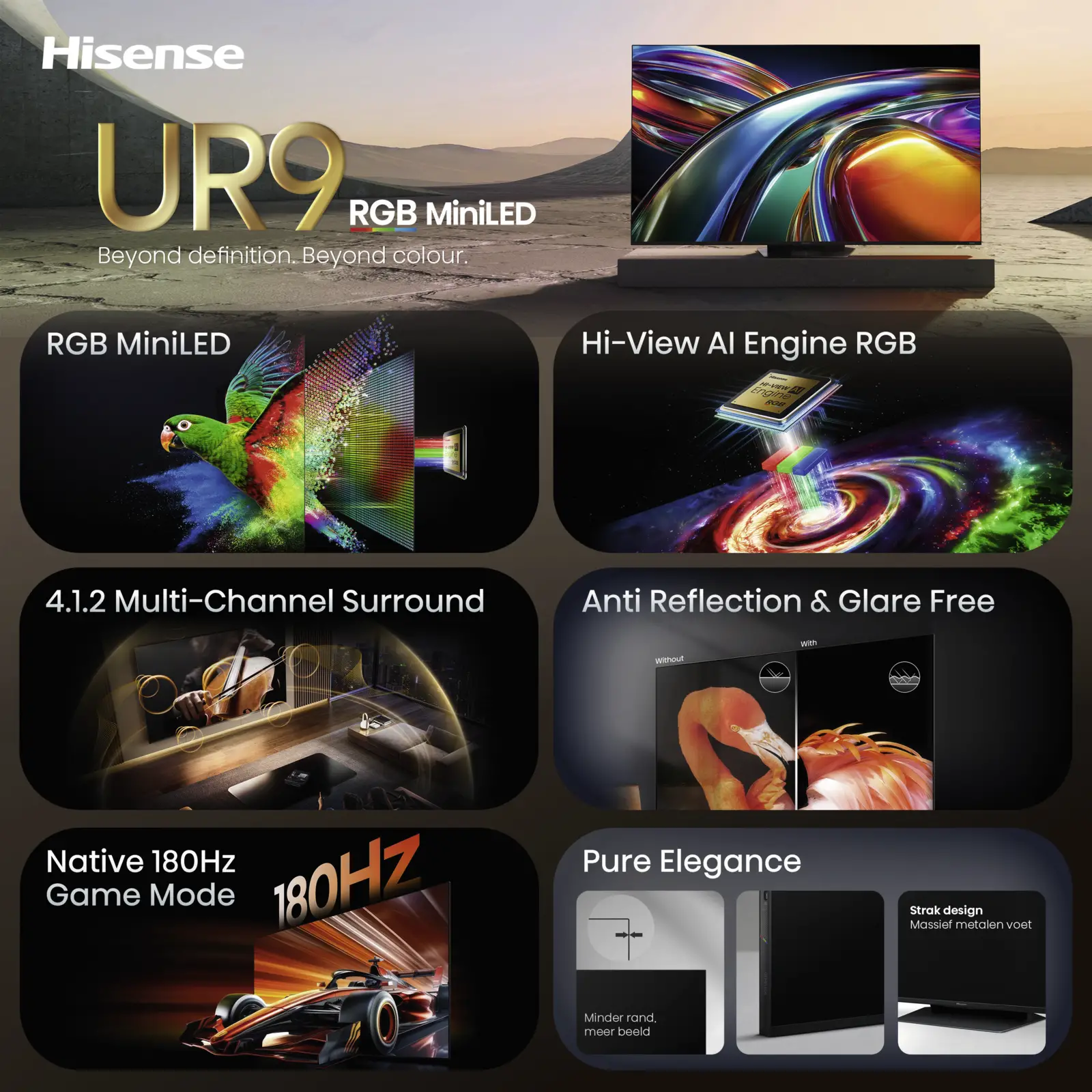 Hisense 85UR9S RGB MiniLED 4K 180Hz Smart TV (2026)