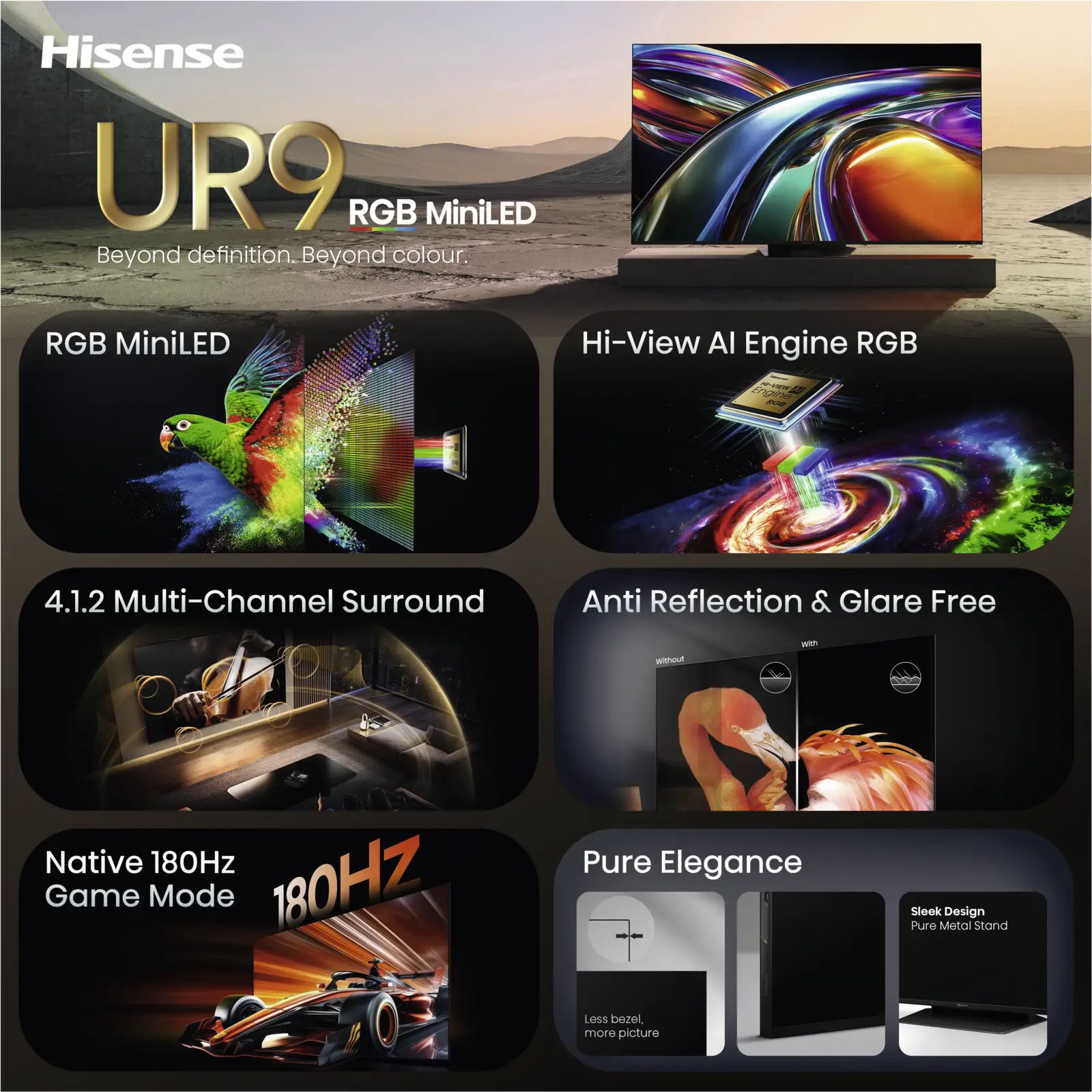 Hisense 75UR9S RGB MiniLED 4K 180Hz Smart TV (2026)