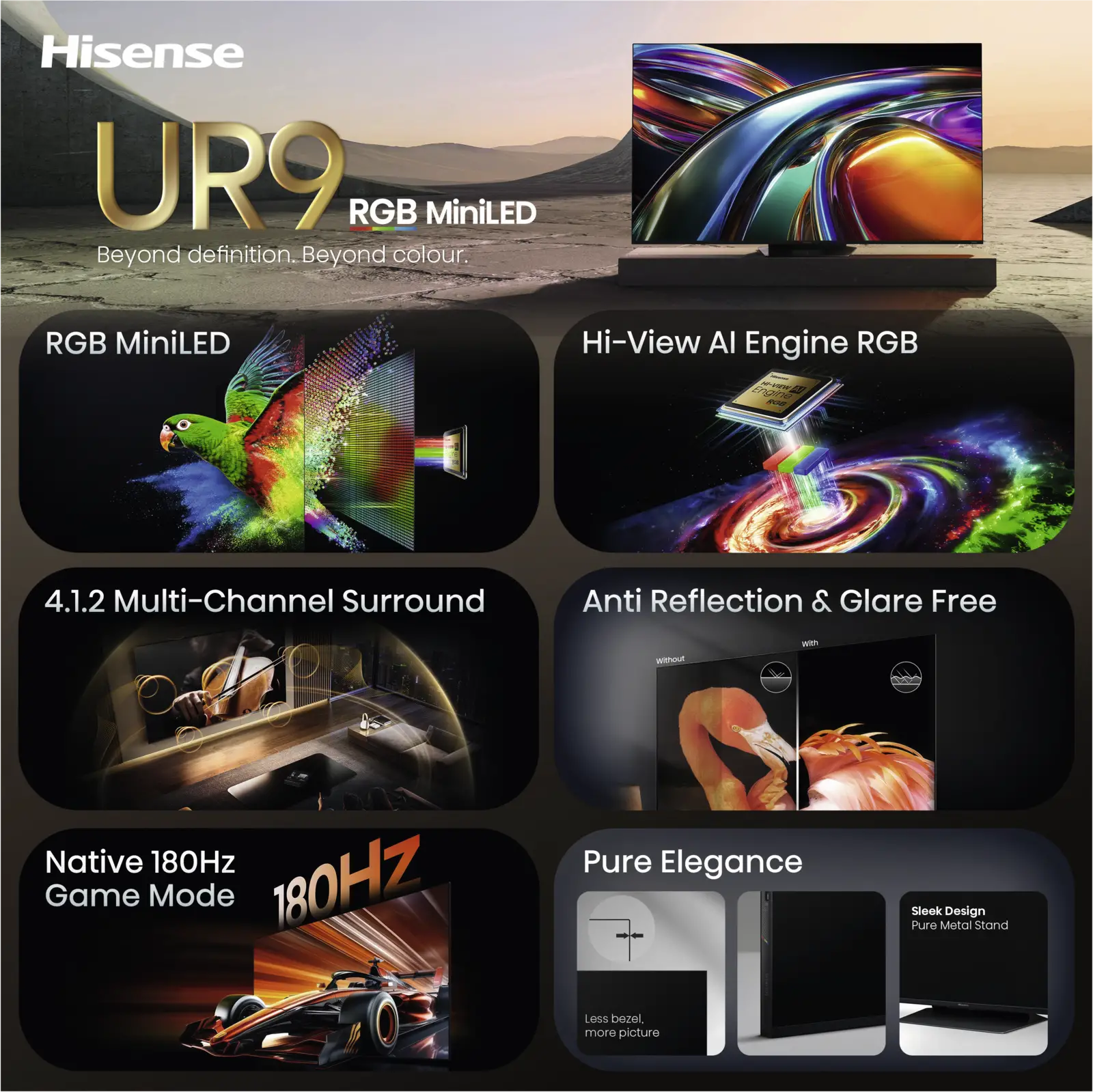 Hisense 65UR9S RGB MiniLED 4K 170Hz Smart TV (2026)