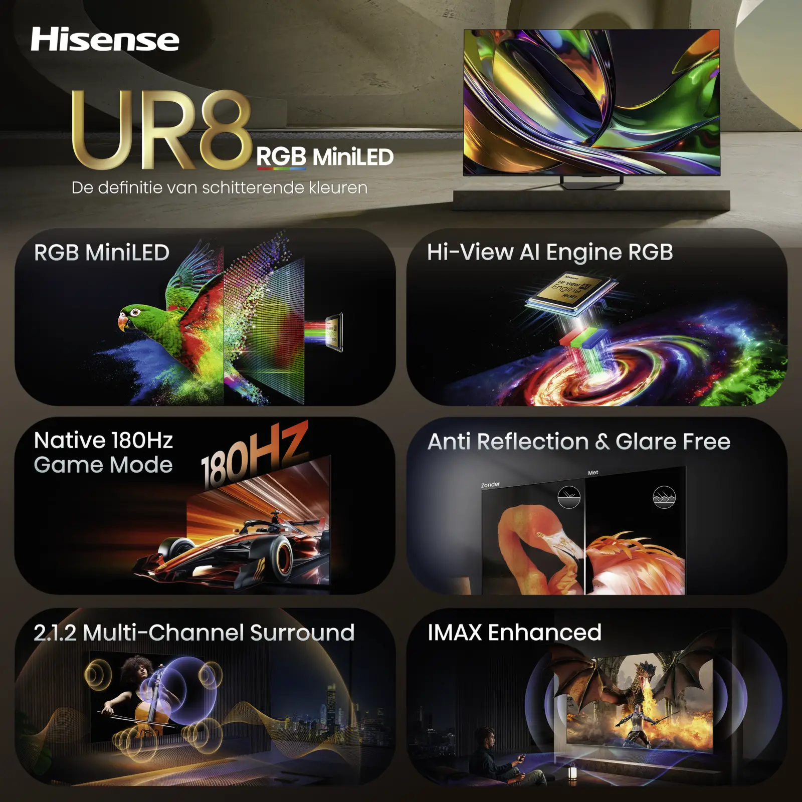 Hisense 65UR8S RGB MiniLED 4K 180Hz Smart TV (2026)