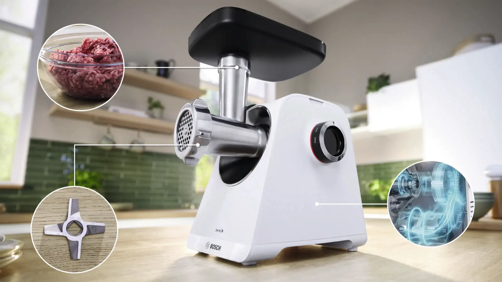 BOSCH MFWS607W Serie 6 MultiPower Vleesmolen