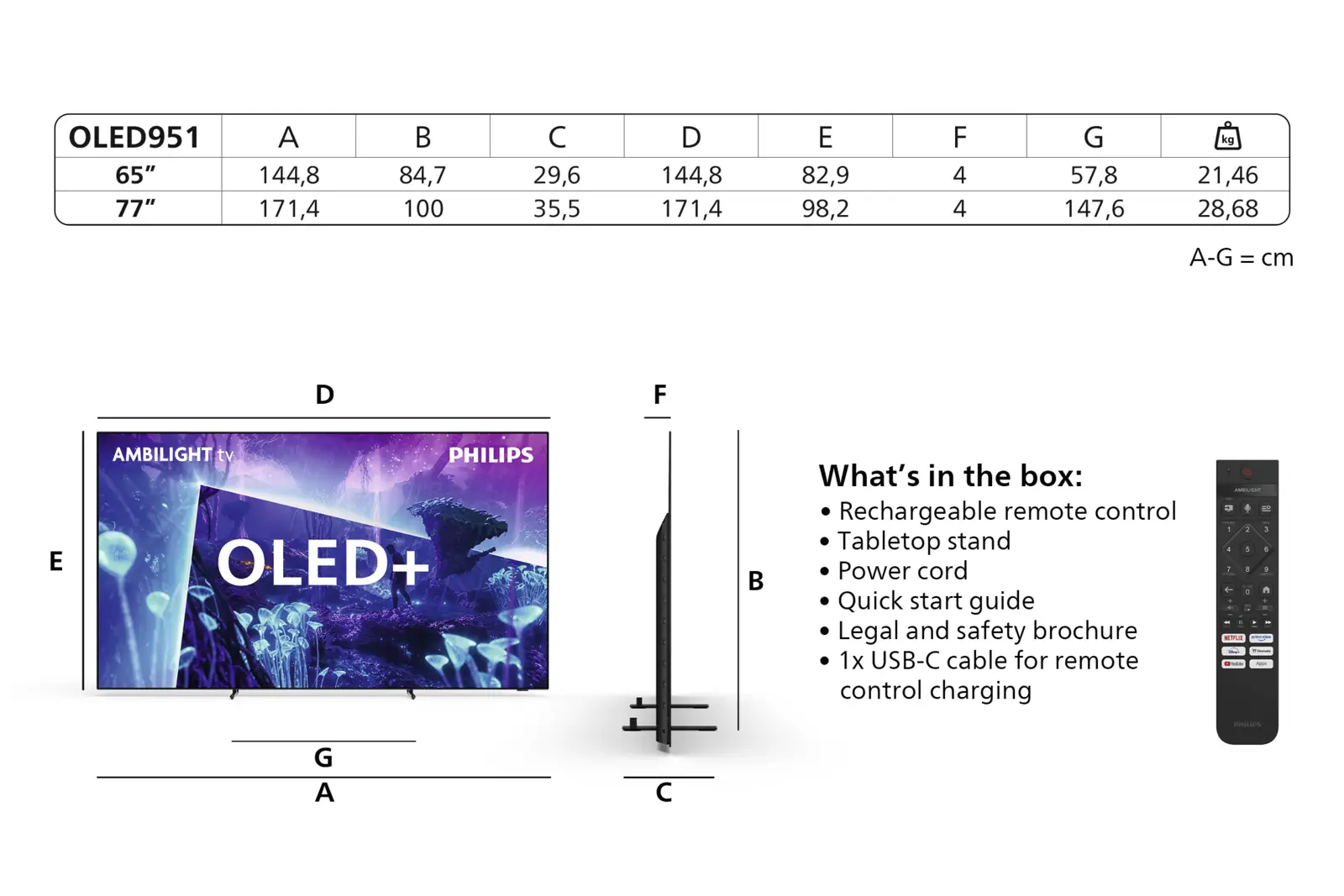 Philips 77OLED951 4k OLED+ Ambilight TV 77 inch XL (2026)