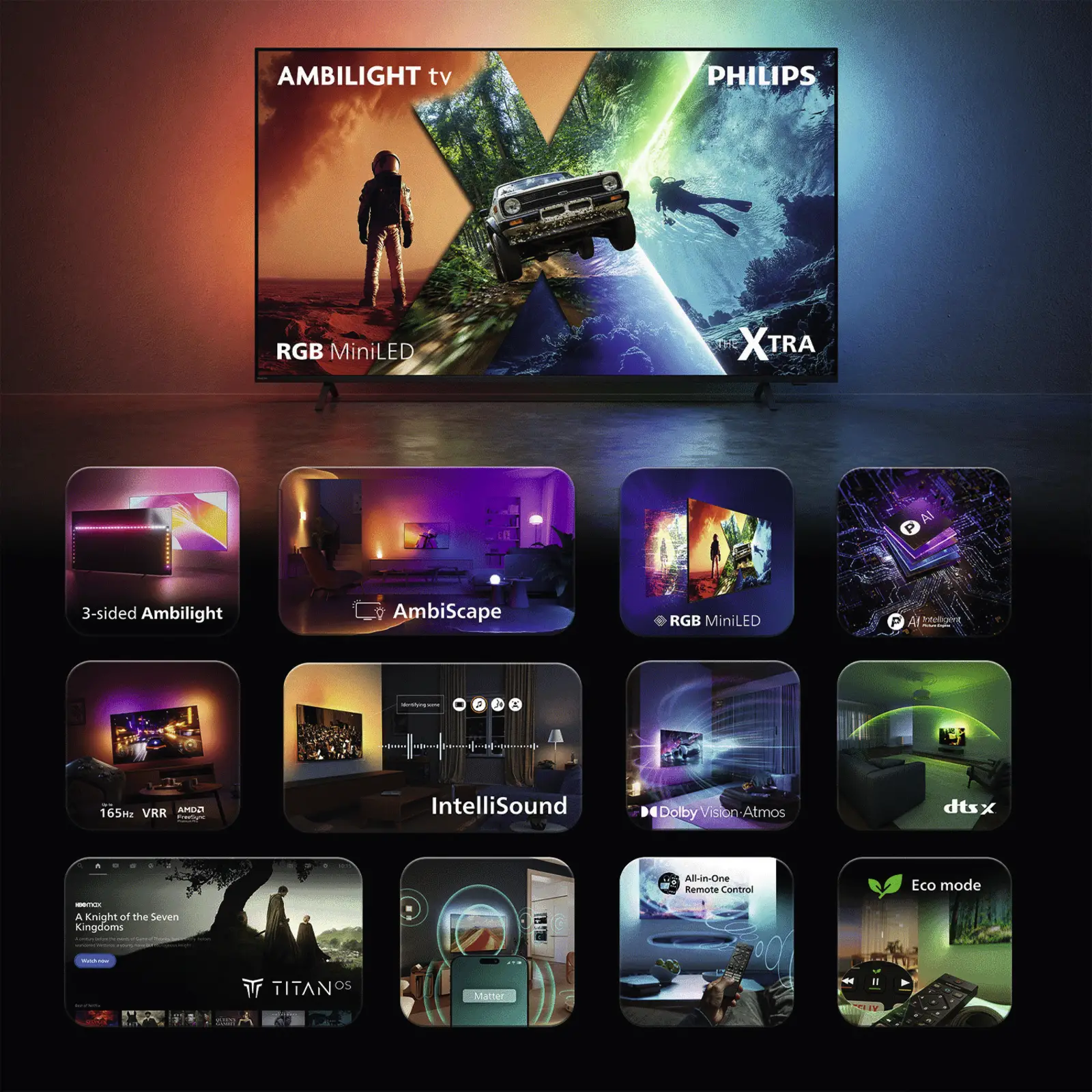 Philips 85MLED981 4k RGB-MiniLED Ambilight TV 85 inch XXL (2026) 