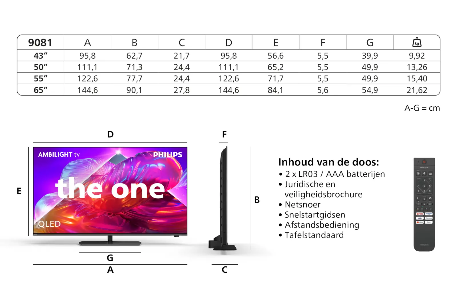 Philips 65PQS9081 4k QLED Ambilight TV 65 inch (The One - 2026)