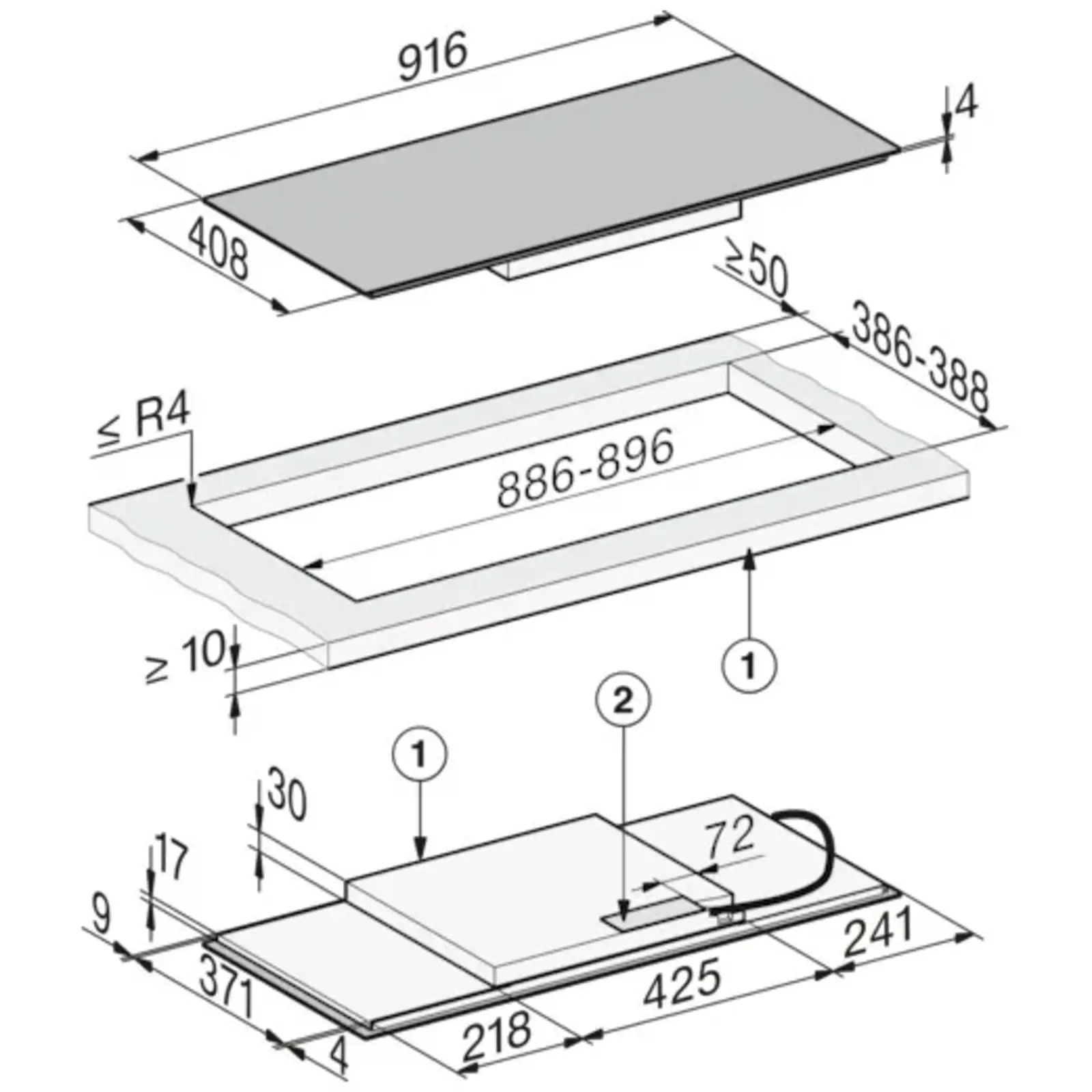 Miele KM 8575 FL Panorama Inbouw Inductiekookplaat
