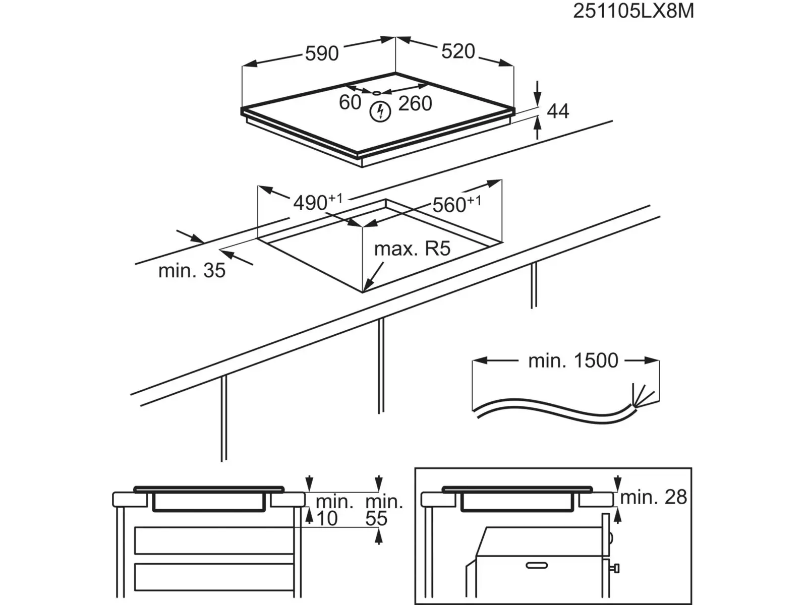 AEG TO64IB00FZ 6000 Bridge SaphirMatt Inbouw Inductiekookplaat