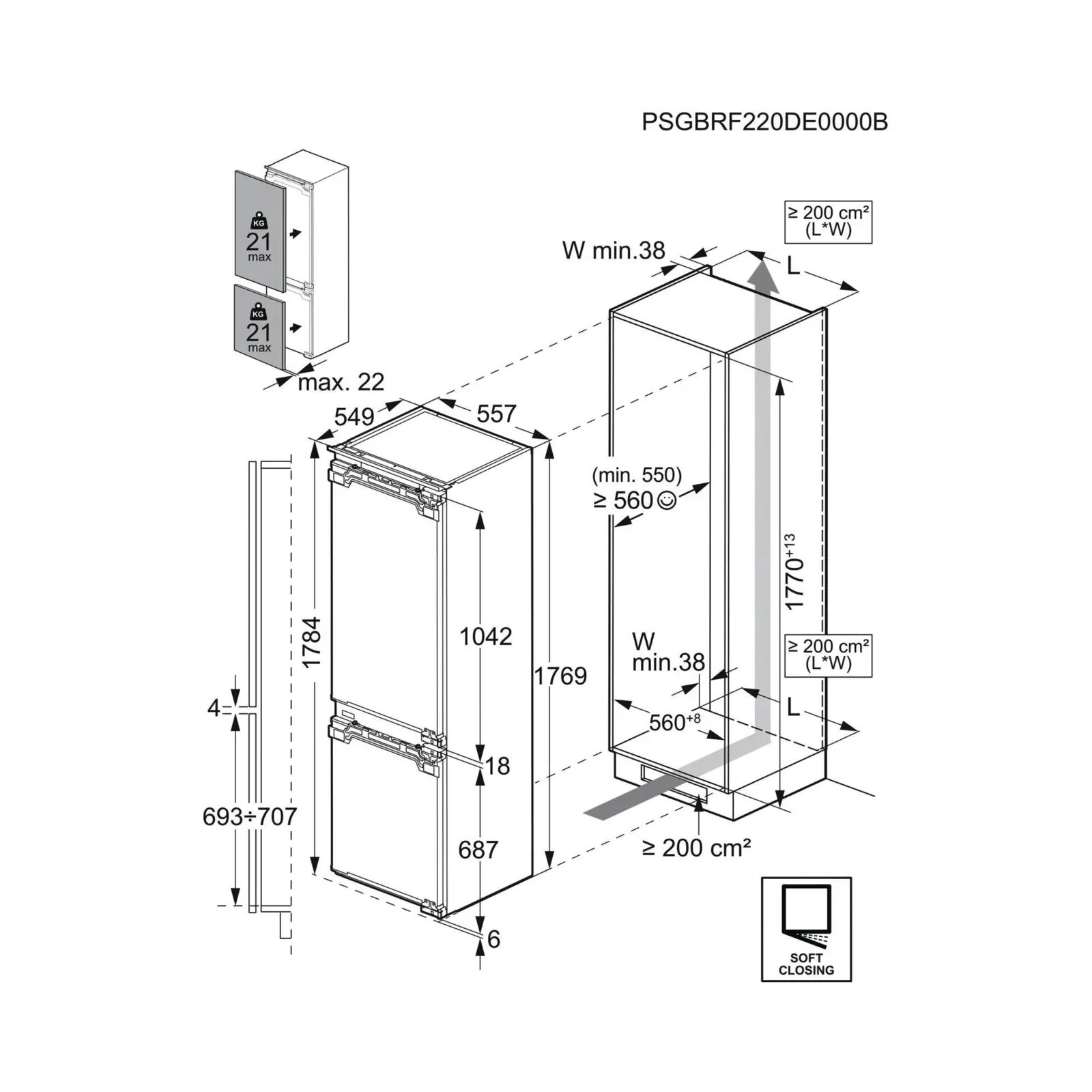 AEG TC8MS181BC Inbouw Koel-vriescombinatie