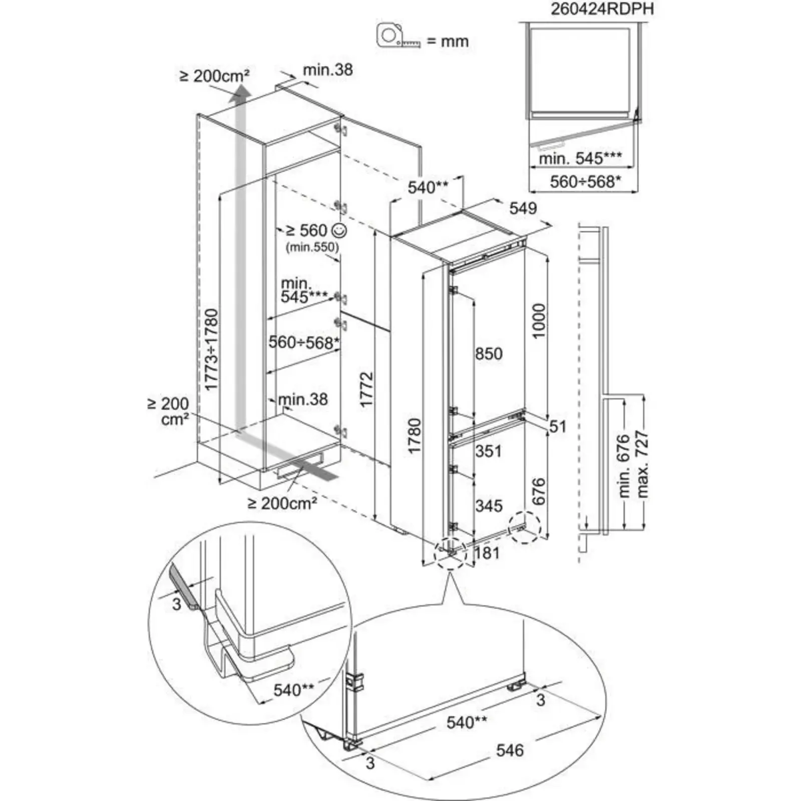 AEG TC7NS181ES 7000 NoFrost CoolAssist Inbouw Koel-vriescominatie