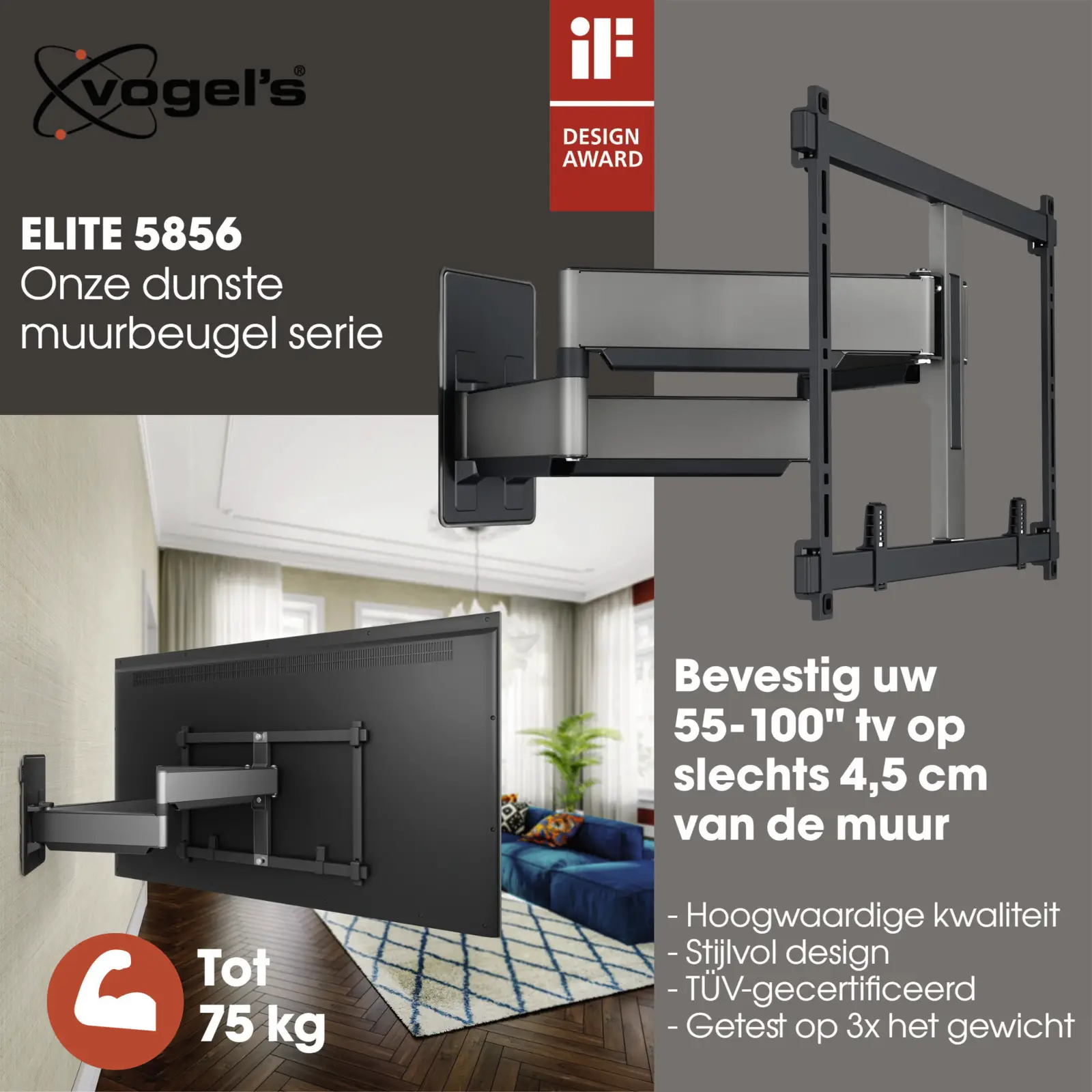 Vogels ELITE 5856 Forward Motion tv-beugel XL | 55-100"