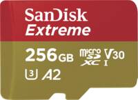 Abbildung: Extreme microSDXC 256GB 190MB/s A2 C10 V30 UHS + SD Adapter