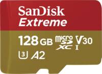 Abbildung: Extreme microSDXC 128GB 190MB/s A2 C10 V30 UHS + SD Adapter