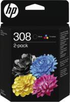 Abbildung: HP 308 2er-Pack Schwarz/Cyan/Magenta/Gelb