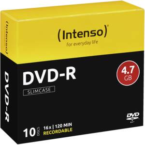 DVD-R 4.7 GB, 16x, 10er Pack Slimcase DVD-Rohlinge