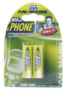 ANSMANN Dect NiMH Akku, Mignon AA, 800 mAh, 2er Blister