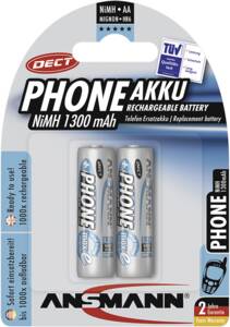 ANSMANN Dect NiMH Akku, Mignon AA, 1.300 mAh, 2er Blister