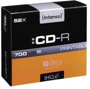 CD-R 700MB Printable Inkjet, 52x 10er Pack Slimcase