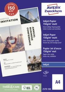 Zweckform 2579-100 Superior Inkjet Papier, matt, A4, 150g, 100 Blatt