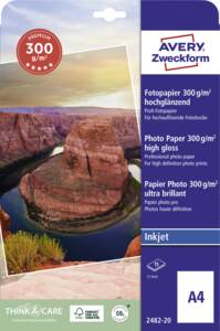 Zweckform 2482-20 Premium Photo Papier, hochglänzend, A4, 300g, 20 Bla